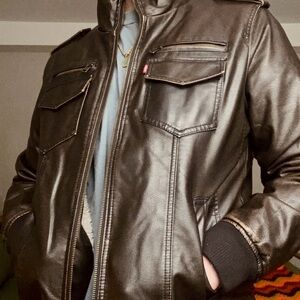 Levi’s Brown Leather Bomber Jacket - Large